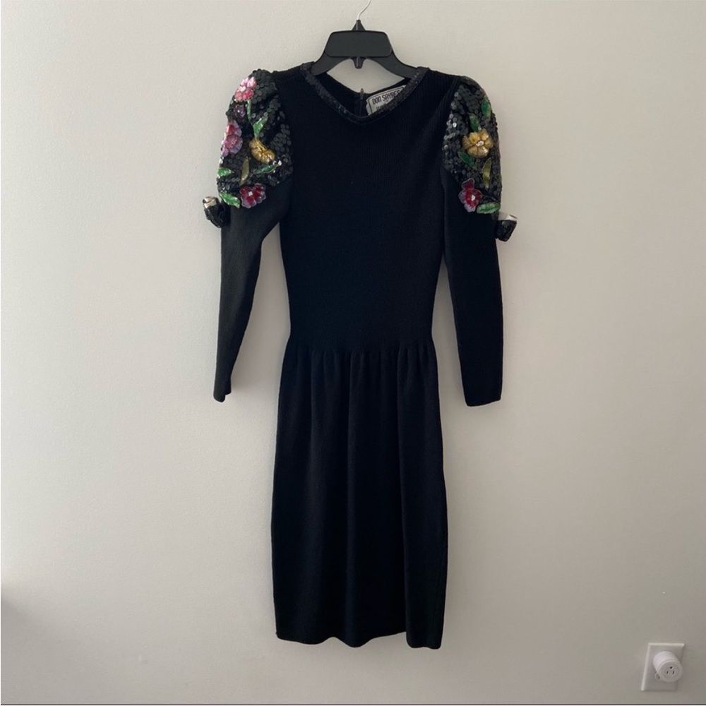 Vintage Don Sayers for Wellmore Santana Knit Sequin Puff Sleeve Dress 6